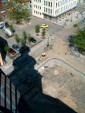 Blick vom Kirchturm auf die Bauarbeiten am Forster Marktplatz