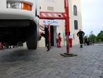 Rettungsübung am Turm von St. Nikolai der Forster Stadtkirche