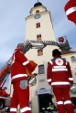 Rettungsübung am Turm von St. Nikolai der Forster Stadtkirche