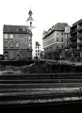 Blick von der Promenade/Cottbusser Str. in Richtung Kirchturm um 1993